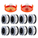 10 Pack Weed Eater String Compatible with Black+Decker, AF-100 0.065" Weed Wacker String Refill 240ft Automatic Feed String Trimmer Replacement Spool Line for Black&Decker(8 Spool+2 Cap+2 Spring)