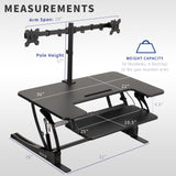 VIVO 36 inch Standing Desk Converter with Dual Monitor Mount Arms for up to 30 inch Screens