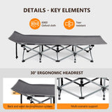 VINGLI Folding Camping Cot Bed,Camping Cots for Adults with Mattress, Foldable Cots for Sleeping with Pillow 1200D Layer Oxford for for Guest,Travel,Hiking Grey