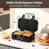 Upgraded 3-in-1 Belgian Waffle Maker 1200W, Breakfast Sandwich Maker & Waffle Iron with Removable Nonstick Plates, 5-Gear Temperature Control