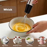 Camic Hand Blender, Cordless Immersion Blender with 6 Speeds, 4 in 1 Portable Mixer Electric Handheld Mixer with Blender, Chopper, Whisk, Frother for Soup, Smoothies, Baby Food and Puree (Black)