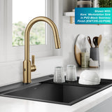Kraus Oletto Kitchen Faucets Touchless Sensor Single Handle Pull-Down Sprayer in Brushed Brass, KSF-2830BB