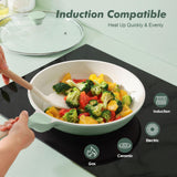 SENSARTE Nonstick Ceramic Frying Pan with Lid 8 Inch Small Omelette Pan Skillet, Free of Intentionally Added PFAS/PTFE Non-toxic Chef's Pan Induction Compatible Pan, Heat Resistant Handle, Mint Green