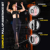 Pull Up Assistance Bands Set - 4 Heavy-Duty Pull Up Bands, Height Adjustable Strap & Comfortable Foot Strap - Stackable Pull Up Resistance Bands for Pull Ups (Pink)