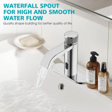 CDLODIN Automatic Sensor Touchless Bathroom Faucet, Manual Waterfall Faucets with Temperature Control Knob, Modern Chrome Sink Faucet Stainless Steel, Hands Free Lavatory Faucets for Single Hole