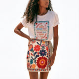 Talakeno Womens Summer Floral Wrap Short Skirt Tie Side High Waist A Line Beach Vacation Boho Mini Skirt(Olive,XS)