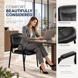 Simple Deluxe 2 Pack Stationary Guest Chairs, No Wheels Waiting Room Chairs with Padded Armrests, Reception Seating for Conference, Meeting, Lobby, Home, Dining & Desk Side