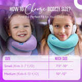 BCOZZY Kids Travel Neck Pillow (3-7 Y/O)- Patented Soft Toddler Pillow for Head & Chin Support in Car Seat, Airplane, and Road Trip Sleeping. Adjustable Size. Washable. Carry Bag. Small, Light Blue