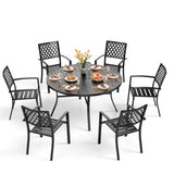 PHI VILLA 7 Pcs Outdoor Dining Set, 54" Round Table& Stackable Chairs