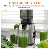 Juicer Machines, Cold Press Juicer Fit Whole Fruits & Vegetables, Slow Masticating Juicers with 5.3" Wide Feed Chute, High Juice Yield, BPA Free