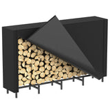 CADUKE Firewood Rack Outdoor with Cover 5.3ft Firewood Log Rack for Fireplace Wood Storage Fire Log Holder Indoors Adjustable Heavy Duty Fire Wood Rack Stand, Black Waterproof Oxford Fabric