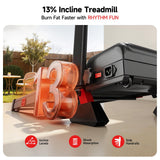 RHYTHM FUN Treadmill with Incline, Walking Pad with Handle Bar,300lbs Walking Pad with APP, Portable Folding Walking Treadmills for Home/Office with Low Noise