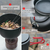 Camping Cookware Set Camping Gear, Compact Camping Pots and Pans Set, Durable Hard Alumina Camping Cooking Set Alocs