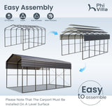 PHI VILLA 14X25 RV Carport, Metal Carports Canopy Heavy Duty Car Garage