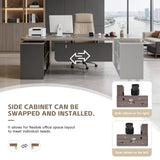 Large Office Desk with Cable Management, Reversible Corner Computer Desk, Modern Workstation for Business Office