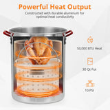 30 Qt Turkey Deep Fryer & 10 Qt Fish Fryer Kit, Aluminum Seafood Crawfish Boiler Pot w/38000 BTU Outdoor Propane Stove Burner Stand for 20 Lb Turkey