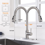 Touchless Kitchen Faucet with Pull Down Sprayer, Motion Sensor Kitchen Faucet with Kitchen Soap Dispenser | Brush Nickel Keer