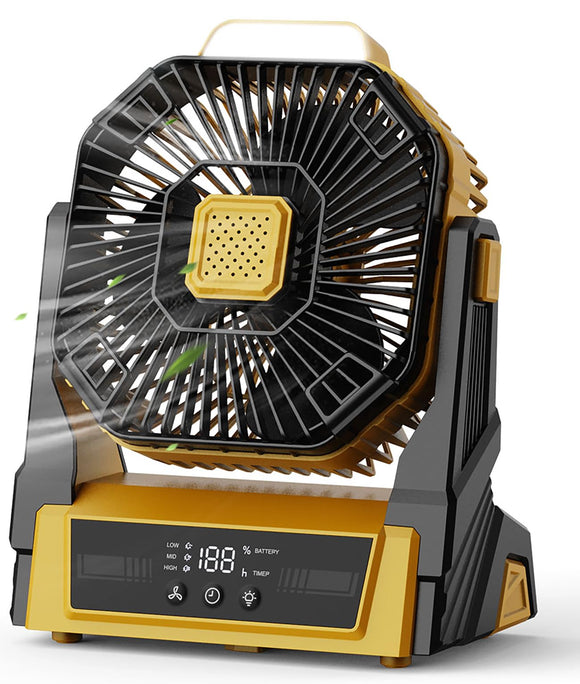 Instern Camping Fan with LED Lantern, 20000mAh Rechargeable Battery Operated Outdoor Tent Fan with Light & Hanging Hook, 3 Speeds, Personal USB Desk Fan for Camping, Power Outage, Hurricane, Jobsite Instern