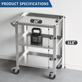 Hupsjer Stainless Steel Utility Cart 3 Tier - Heavy Duty Rolling Cart with Silent Wheels & Handle, Commercial Food Storage Trolley for Kitchen Restaurant Hospital Lab and Home, 16″L x 24″W x 34″H