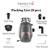 Trifecte Pro 3/4 HP Garbage Disposals with Sound Reduction,Food Waste Coutinuous Feed Garbage Disposal with Power Cord, Dishwasher Hook Up