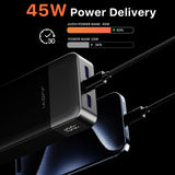 JUOVI J2621 Power Bank Portable Charger 20000mAh 45W, PD3.0 QC 4.0 Fast Charging Battery Pack with LED Display,2 USB-C,2 USB-A for iPhone 15 16, MacBook