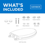 Gerber Round Front Toilet Seat with Cover, Soft Close, No Slam, Quick & Easy Install, Heavy-Duty Plastic, Durable & Fade-Resistant, White GC550129