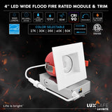 LUXRITE 6-Pack 4 Inch Square LED Recessed Lights with J-Box, 5CCT 2700K-5000K, 2 Hour Fire Rating, 15 Watts, 1000 Lumens, 60° Spotlight, Dimmable, IC Rated, Wet Rated, ETL - Smooth Trim
