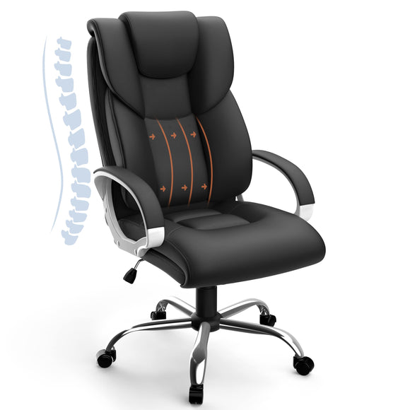 Office Chair, 350lbs Executive Leather Chair Home Office Desk Chairs, Ergonomic Computer Gaming Chair with Arm Padded AYEASY