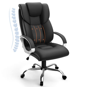 Office Chair, 350lbs Executive Leather Chair Home Office Desk Chairs, Ergonomic Computer Gaming Chair | Black AYEASY