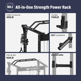 MAJOR FITNESS Drone1 Power Cage - Multi-Function Power Rack for Home Gym, Squat Rack, Cable Crossover System, for Strength Training, Heavy-Duty Steel Construction (D1AW Power cage only, Silver)