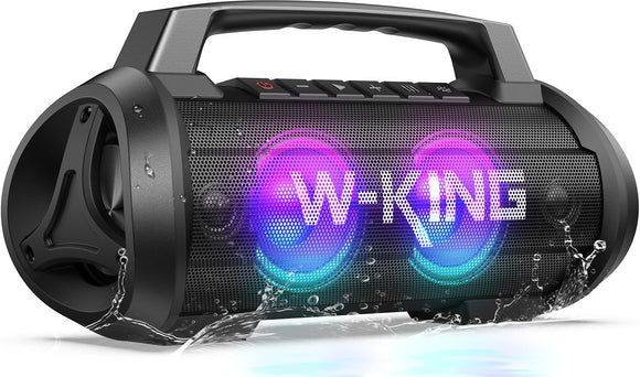 W-KING 120W Peak 70W Speakers Bluetooth Wireless, IPX6 Waterproof Portable Bluetooth Speaker Loud, Outdoor Bluetooth Speaker with Subwoofer/42H/DSP/EQ/RGB/Powerbank/MIC in, Large Party Boombox Speaker W-KING