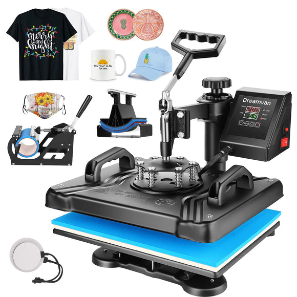 Heat Press Machine for Tshirts, 5 in 1 Heat Transfer Machine, 12