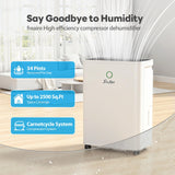 FreAire 2500Sq.Ft Dehumidifier, 34Pint Dehumidifiers for Home, Quiet Dehumidifier for Basement, Bedroom, Bathroom, with 6.56FT Drain Hose, 0.66Gal Water Tank, 3-Color Humidity Light