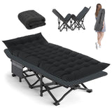 Camping Cot, 28'' Wide Heavy Duty Sleeping Bed for Adult, Protable Folding Cot with Mattress & Carry Bag (Black)