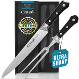 Cutluxe Turkey Carving Knife Set – Carving Fork & Knife for Meat, BBQ, Brisket – Razor Sharp Premium German Steel Full Tang – Artisan Series