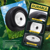USCaster 13x6.50-6 Lawn Mower Tires Flat Free with Rim Assemblies (2 Pack),Universal 13x6.5-6 Solid Smooth Rubber Zero-Turn Lawn mowers Tire,5.5"-7.72”Centered Hub and 3/4" extra 5/8" 1/2” Bushings