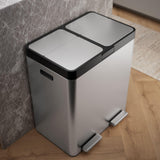 Kohler K-23828-ST 82-Liter Stainless Steel Dual-Bin Step Trash Can, Fingerprint Resistant, Soft-Close Lid, Kitchen or Office