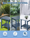 GarveeLife Poly Lumber Rocking Chair Outdoor Set of 4 with 2 Side Table - HDPE High Back Porch Rocker Chairs for Adults - All Weather Resistant Furniture for Patio - Navy Blue