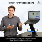 3-in-1 Adjustable Laptop Stand, Book Stand, and Phone Holder - 360° Rotating Display for All Laptops