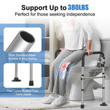 UGarden Upgraded Toilet Safety Rails 380LBS, Stainless Steel Toilet Rail Frame, Adjustable Stand Alone Toilet Support with Non-Slip Grips & Suction Cups,Tool-Free Assembly, Fits for Elderly/Disabled