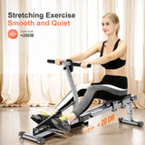 Rowing Machines for Home Foldable,Indoor Fitness Hydraulic Rowing Machine,300LBS Weight Capacity with 12 Levels of Adjustable Resistance,LCD Display for Real-time Recording,Dual Tracks for Quieter