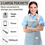 Janmercy 24 Pcs Aprons for Women Men with 2 Pockets Linen Cooking Kitchen Apron Adjustable Bib Chef Apron Bulk Aprons Unisex(Blue, Gray,Thin Stripes)