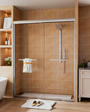Sliding Shower Door 56-60" W x 72" H, Bathroom Sliding Door,Double Sliding Glass Shower Door, 1/4-Inch (6mm) Clear Tempered Glass, Easy Install Frameless Shower Doors for Walk-in Shower (Chrome)