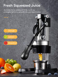FOHERE Orange Juicer Squeezer, Cast Iron Lemon Squeezer, Commercial Citrus Juicer Hand Press for Orange, Lemon, Pomegranate, Grapefruit, Easy to Clean Citrus Squeezer with a Stainless Steel Cup