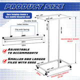 Kolldenn Mobile Blueprint Storage Rack Adjustable Holder with 6 Pcs Blueprint Clamps 4 Wheels Storage Organizer Stand for File Display Plan Office Home(30 Inch)