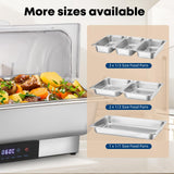 Electric Chafing Dish Buffet Server Set, Stainless Steel Full Size & Half-Size &Three-Section Food Pan with Temp Control, Roll Top Stainless Steel Food Warmers for Catering Buffet (A-02)