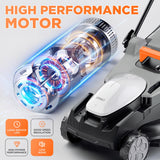 Litheli 40V (2 x 20V) 16" Electric Lawn Mower Cordless, Walk Behind Lawn Mower with 6-Height Adjust, Portable & Lightweight
