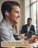 Essonio Open Ear Earbuds, Bluetooth Clip-On Headphones with AI ENC Clear Calls All-Day Comfort, Secure Stable Fit Wireless Earbuds, Situational Awareness for Running, Small Ears, Work, Pocket-Sized