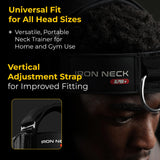Iron Neck Neck Trainer, Exerciser, & Strengthener with Adjustable Head and Chin Belt - Portable Head Harness for Weight Lifting, Home, & Gym Use - Exercise & Workout Equipment (Alpha Plus, Black)