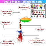 66pcs Fishing Lures Spinner Baits, Trout Bass Salmon Walleye Lures Kit with Treble Hooks Rooster Feather Tail, Assorted Spinnerbait Spoons Minnow Swim Bait for Freshwater Saltwater Fishing